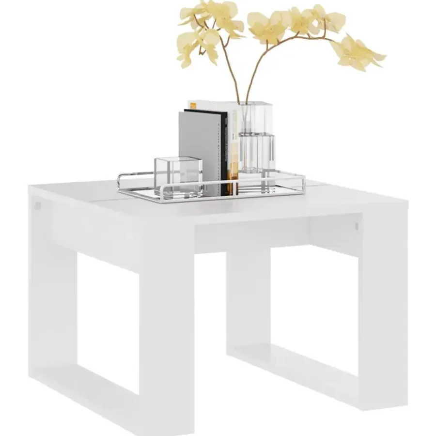 vidaXL - Tafel - Wit - Bewerkt hout - 50 x 50 cm