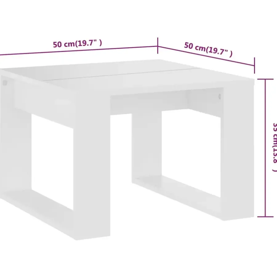 vidaXL - Tafel - Wit - Bewerkt hout - 50 x 50 cm
