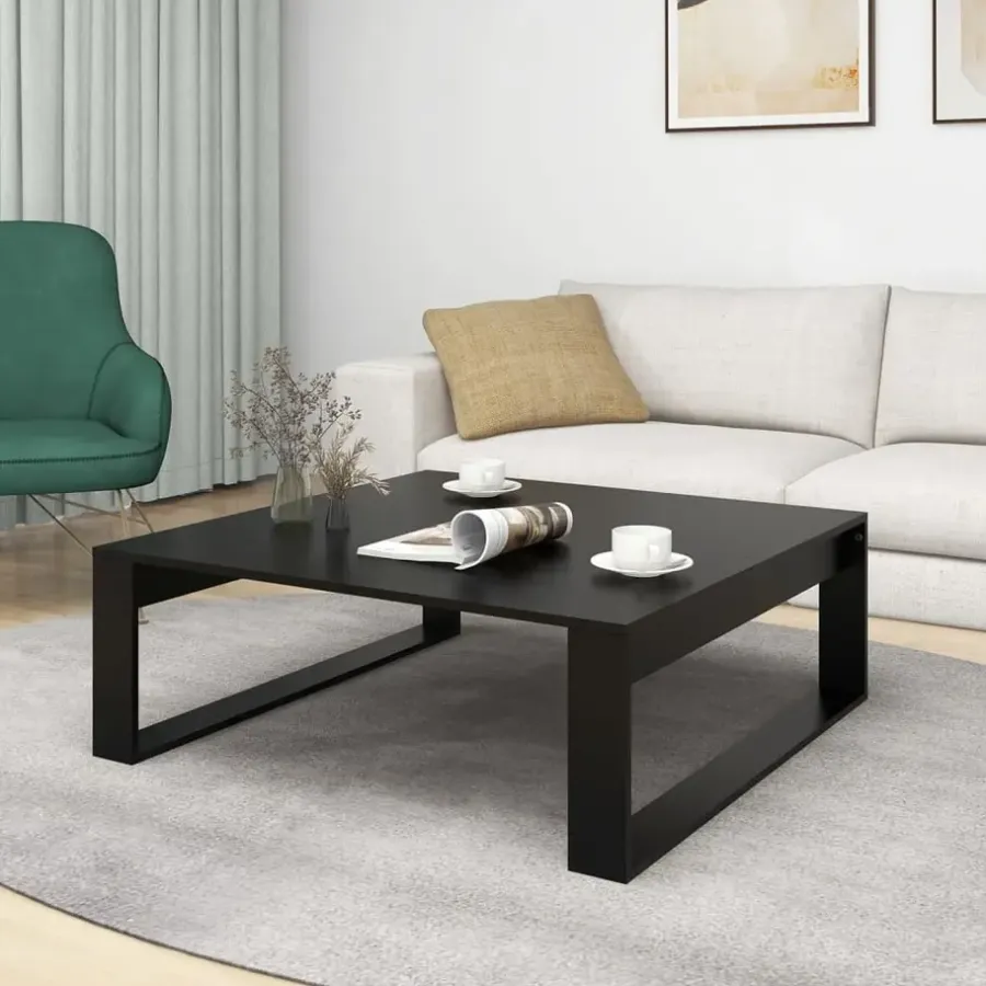 vidaXL - Tafel - Zwart - Bewerkt hout - 100 x 100 cm