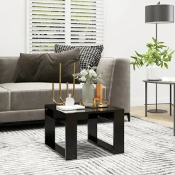 Bijzettafels-vidaXL - Tafel - Zwart - Bewerkt hout - 50 x 50 cm