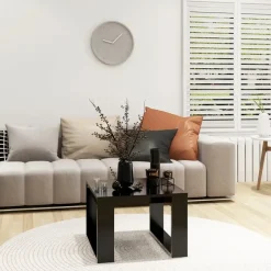 Bijzettafels-vidaXL - Tafel - Zwart - Bewerkt hout - 50 x 50 cm
