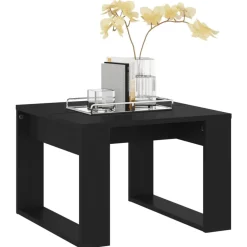 Bijzettafels-vidaXL - Tafel - Zwart - Bewerkt hout - 50 x 50 cm