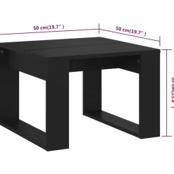 Bijzettafels-vidaXL - Tafel - Zwart - Bewerkt hout - 50 x 50 cm