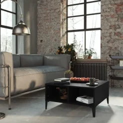 Salontafels-vidaXL - Tafel - Zwart - Bewerkt hout