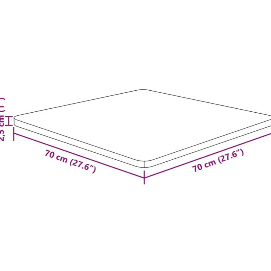 vidaXL - Tafelblad - Bruin - Eikenhout - 70 x 70 x 2.5 cm
