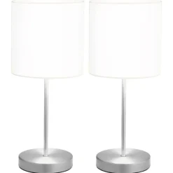 Tafellampen-vidaXL - Tafellamp - Wit - Metaal - 2 stuks