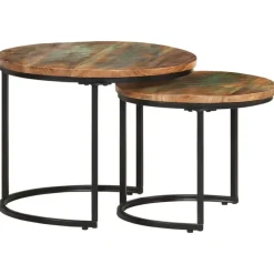 Salontafels-vidaXL - Tafeltje - Bruin - Gerecycled hout - Ø 40 x 34 cm - 2 stuks