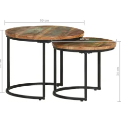 Salontafels-vidaXL - Tafeltje - Bruin - Gerecycled hout - Ø 40 x 34 cm - 2 stuks