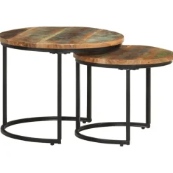 Salontafels-vidaXL - Tafeltje - Bruin - Gerecycled hout - Ø 40 x 34 cm - 2 stuks