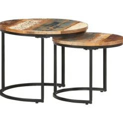 Salontafels-vidaXL - Tafeltje - Bruin - Gerecycled hout - Ø 40 x 34 cm - 2 stuks