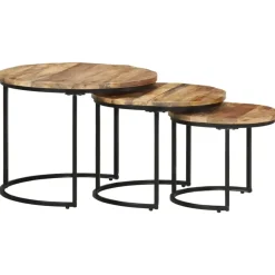 vidaXL - Tafeltje - Bruin - Hout - Ø 40 x 34 cm - 3 stuks