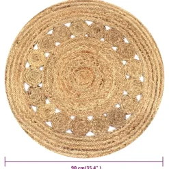Jute Vloerkleden|Ronde Vloerkleden-vidaXL - Tapijt - Beige - Jute - 90 cm