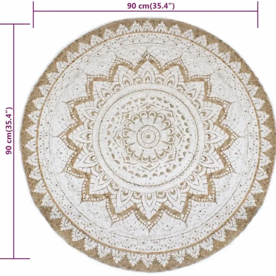 vidaXL - Tapijt - Beige - Jute - 90 cm