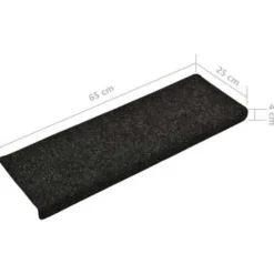 Trapmatten-vidaXL - Tapijt Traptrede - Zwart - Polypropyleen - 15 stuks