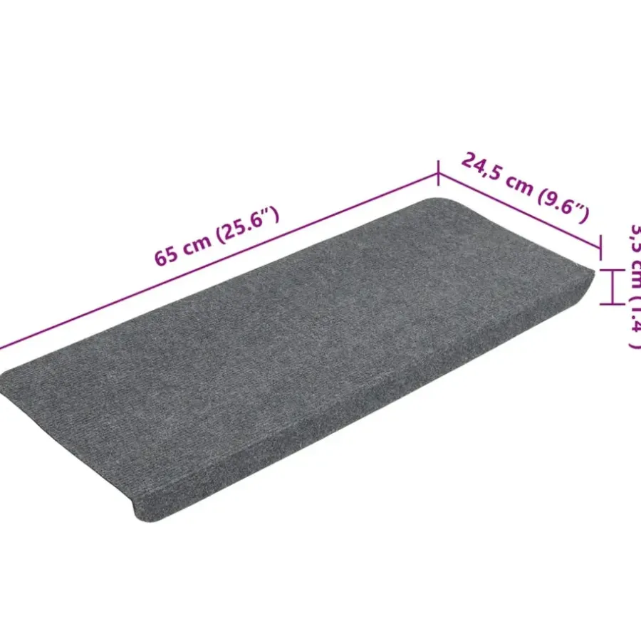 vidaXL - Trapmat - Grijs - Stof - 65 x 24.5 x 3.5 cm - 15 stuks