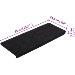 Trapmatten-vidaXL - Trapmat - Zwart - Stof - 65 x 24.5 x 3.5 cm - 15 stuks