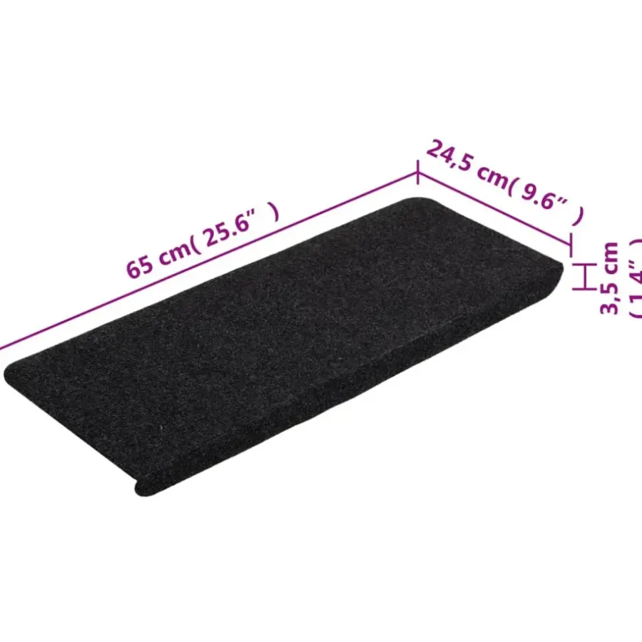 Trapmatten-vidaXL - Trapmat - Zwart - Stof - 65 x 24.5 x 3.5 cm - 15 stuks