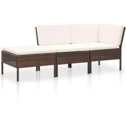 Loungebanken-vidaXL - Tuin Loungeset - Bruin - Poly rattan