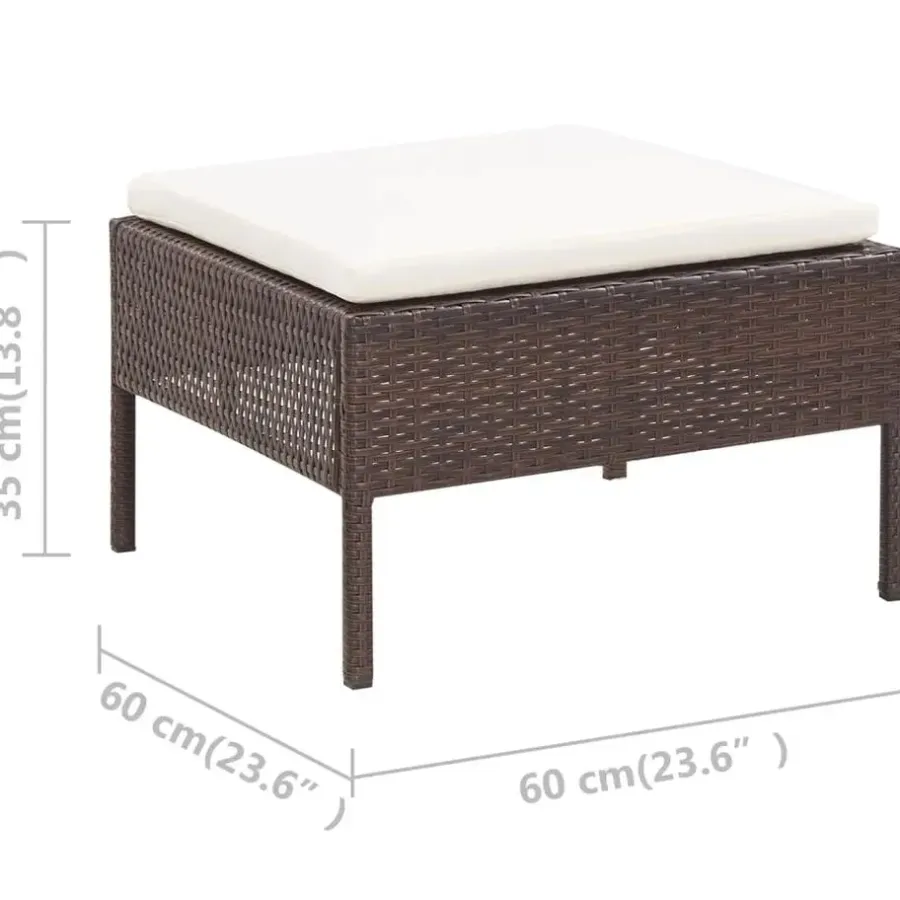 Loungebanken-vidaXL - Tuin Loungeset - Bruin - Poly rattan
