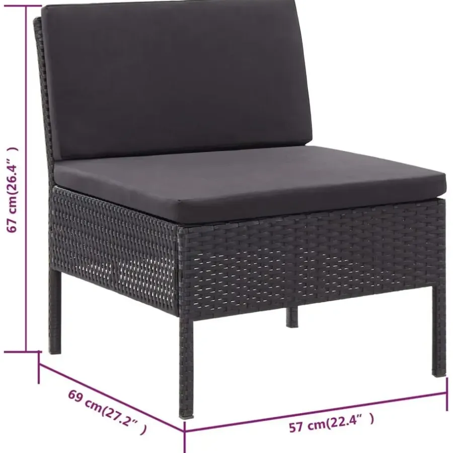 Loungebanken-vidaXL - Tuin Loungeset - Zwart - Poly rattan