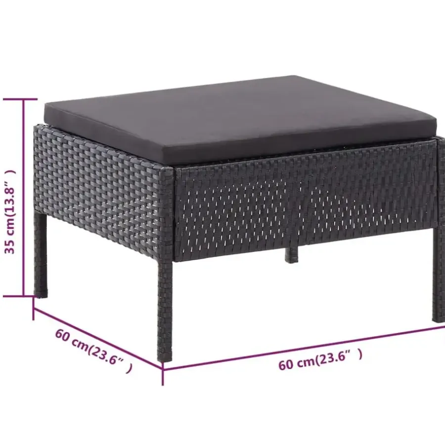 Loungebanken-vidaXL - Tuin Loungeset - Zwart - Poly rattan