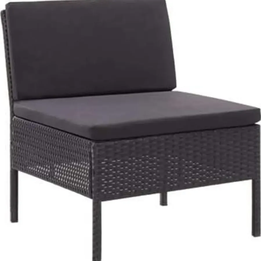 Loungebanken-vidaXL - Tuin Loungeset - Zwart - Poly rattan