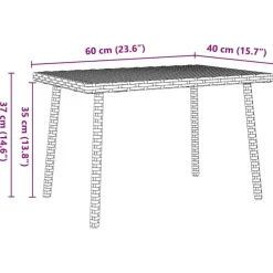 Tuintafels-vidaXL - Tuin Salontafel - Bruin - Poly rattan - 60 x 40 x 37 cm