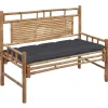 Tuinbanken-vidaXL - Tuinbank - Antraciet - Bamboe - 120 cm - Met kussen