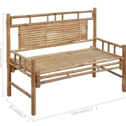 Tuinbanken-vidaXL - Tuinbank - Antraciet - Bamboe - 120 cm - Met kussen