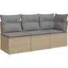 Loungebanken-vidaXL - Tuinbank - Beige - Poly rattan