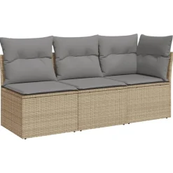 Loungebanken-vidaXL - Tuinbank - Beige - Poly rattan