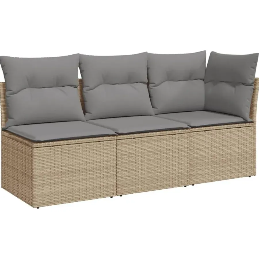 Loungebanken-vidaXL - Tuinbank - Beige - Poly rattan