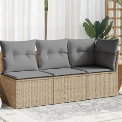 Loungebanken-vidaXL - Tuinbank - Beige - Poly rattan