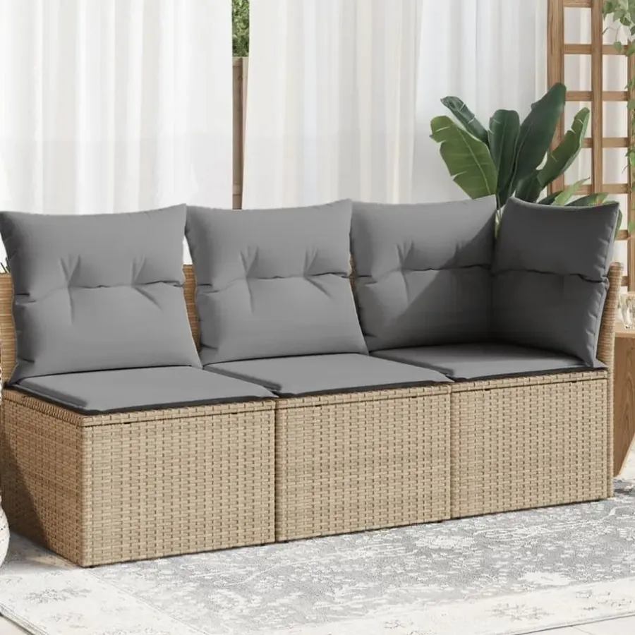 Loungebanken-vidaXL - Tuinbank - Beige - Poly rattan