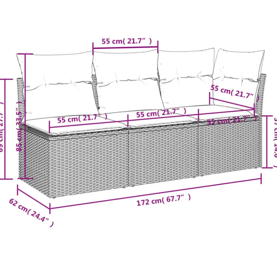 Loungebanken-vidaXL - Tuinbank - Beige - Poly rattan