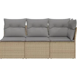 Loungebanken-vidaXL - Tuinbank - Beige - Poly rattan