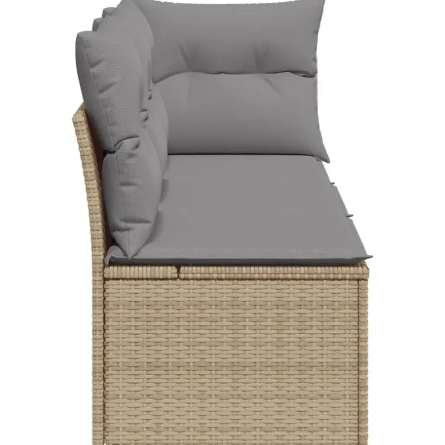 Loungebanken-vidaXL - Tuinbank - Beige - Poly rattan