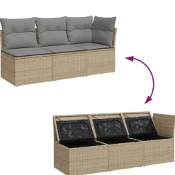 Loungebanken-vidaXL - Tuinbank - Beige - Poly rattan