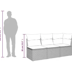 Loungebanken-vidaXL - Tuinbank - Beige - Poly rattan