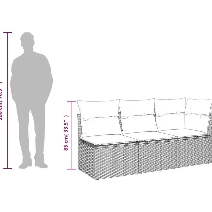 Loungebanken-vidaXL - Tuinbank - Beige - Poly rattan
