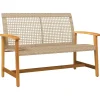 vidaXL - Tuinbank - Beige - Poly rattan en acaciahout beige - 112 cm