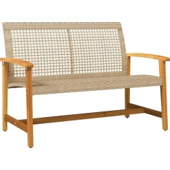 vidaXL - Tuinbank - Beige - Poly rattan en acaciahout beige - 112 cm