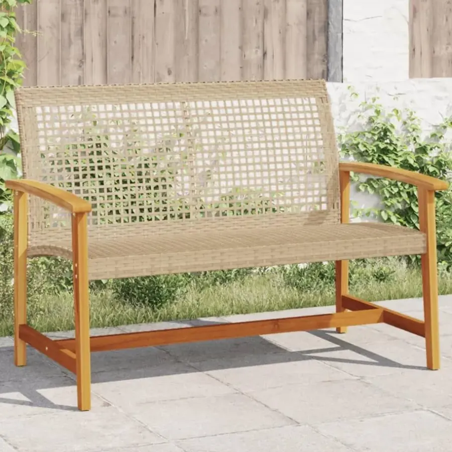 vidaXL - Tuinbank - Beige - Poly rattan en acaciahout beige - 112 cm