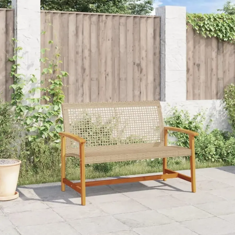vidaXL - Tuinbank - Beige - Poly rattan en acaciahout beige - 112 cm