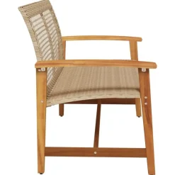 vidaXL - Tuinbank - Beige - Poly rattan en acaciahout beige - 112 cm