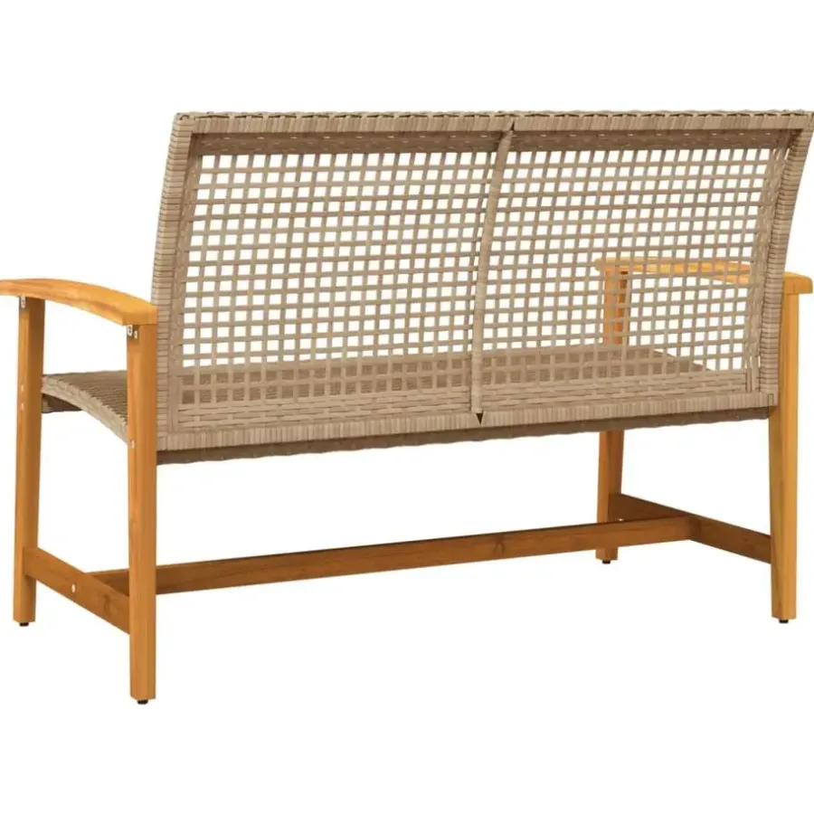 vidaXL - Tuinbank - Beige - Poly rattan en acaciahout beige - 112 cm