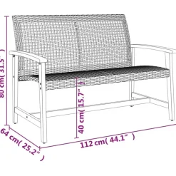 vidaXL - Tuinbank - Beige - Poly rattan en acaciahout beige - 112 cm