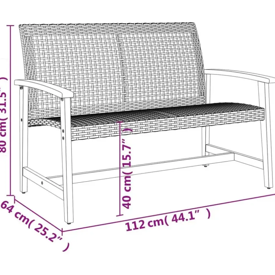vidaXL - Tuinbank - Beige - Poly rattan en acaciahout beige - 112 cm