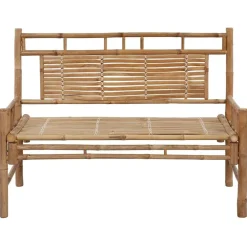 Tuinbanken-vidaXL - Tuinbank - Blauw - Bamboe - 120 cm - Met kussen