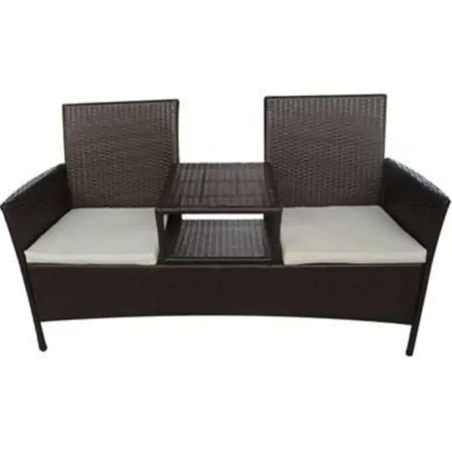 Tuinbanken-vidaXL - Tuinbank - Bruin - Poly rattan